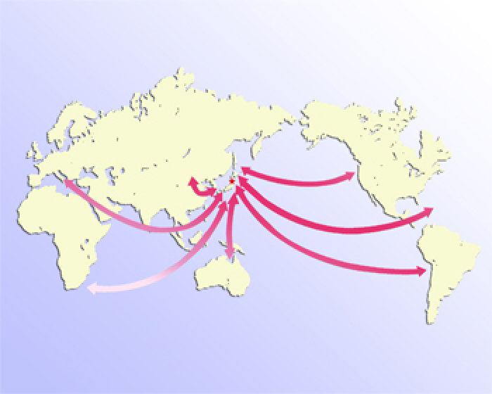 世界各国・各港湾と繋がるコンテナ航路網